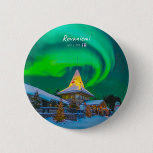Bóton Redondo 5.08cm Rovaniemi, Finlândia - Magia Aurora 