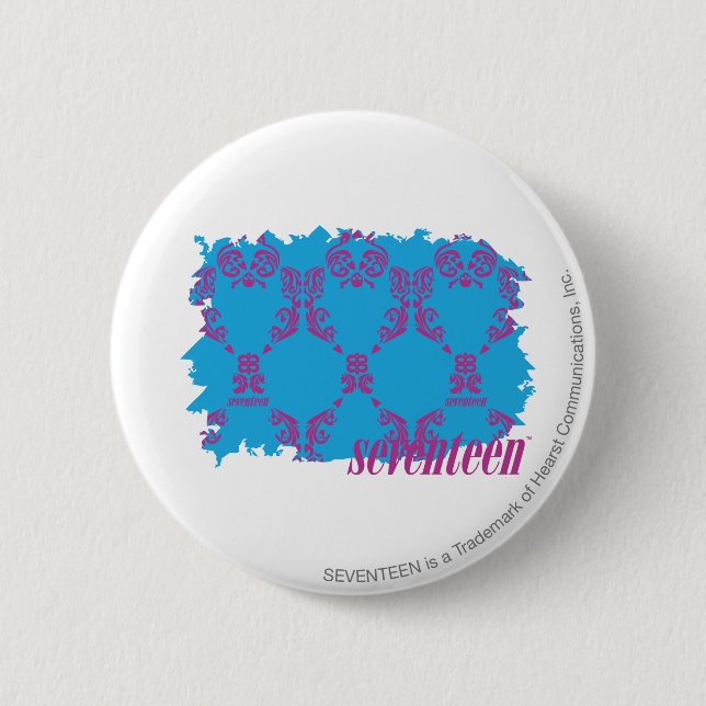 Bóton Redondo 5.08cm Roxo-Aqua 4 do damasco (Frente)