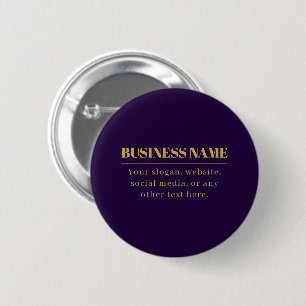 Bóton Redondo 5.08cm Roxo Escuro & Dourado Nome Comercial ou Saudação 