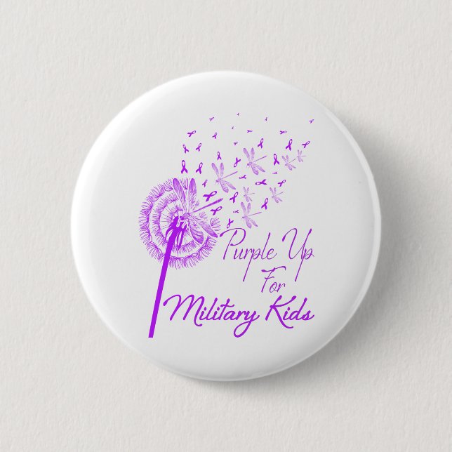 Bóton Redondo 5.08cm Roxo para Crianças Militares Dandelion - Mês (Frente)