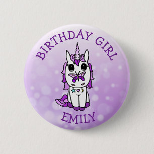 Bóton Redondo 5.08cm Roxo personalizado da menina do aniversário do