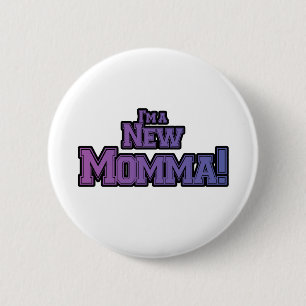 Bóton Redondo 5.08cm Roxo, sou uma nova mãe Camiseta e presentes