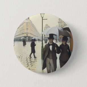 Bóton Redondo 5.08cm Rua de Paris, dia chuvoso por Caillebotte