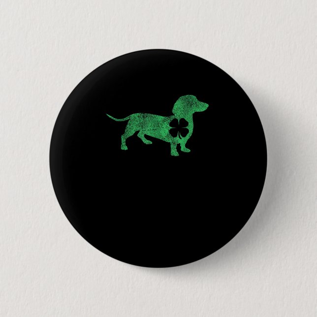 Bóton Redondo 5.08cm Rua de Shamrock Dachshund Dog. O Santo de Patrick (Frente)