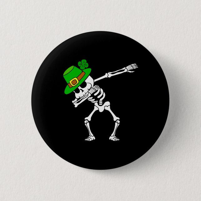 Bóton Redondo 5.08cm Rua, dia de Patrick, Dabbing Dab Skeleton, diversã (Frente)
