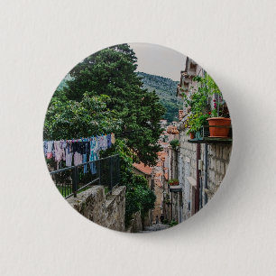 Bóton Redondo 5.08cm Rua estreita de pedra em Dubrovnik