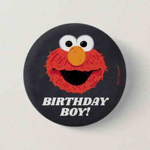Bóton Redondo 5.08cm Rua Sésamo Elmo Birthday Chalkboard Boy