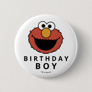 Bóton Redondo 5.08cm Rua Sésamo Elmo - Primeiro Botão de Aniversário