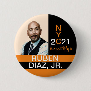 Bóton Redondo 5.08cm Ruban Diaz para prefeito de Nova Iorque em 2021