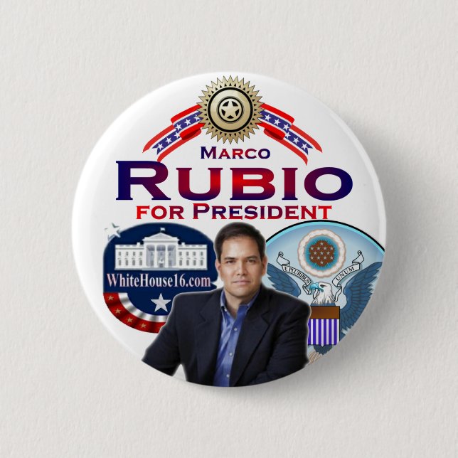 Bóton Redondo 5.08cm Rubio para o presidente Botão (Frente)