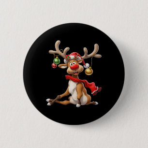 Bóton Redondo 5.08cm Rudolf Rentier Xmas Reindeer Homens de Natal Mulhe