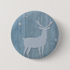 Bóton Redondo 5.08cm Rustic Blue Wood Reindet — Natal