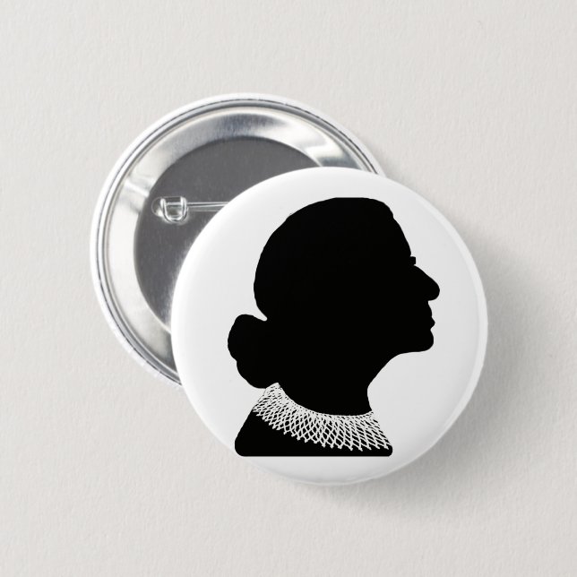 Bóton Redondo 5.08cm Ruth Bader Ginsberg Botão Silhouette Pin (Frente & Verso)