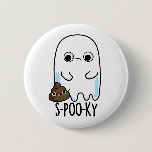 Bóton Redondo 5.08cm S-Poo-ky Engraçado, Ghost Poop Pun
