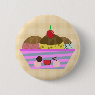 Bóton Redondo 5.08cm Sabores de Sundae de Sorvete Kawaii Deliciosos Xad