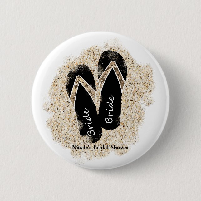 Bóton Redondo 5.08cm Sacudir Noivo Sandals Summer Beach Chá de panela (Frente)