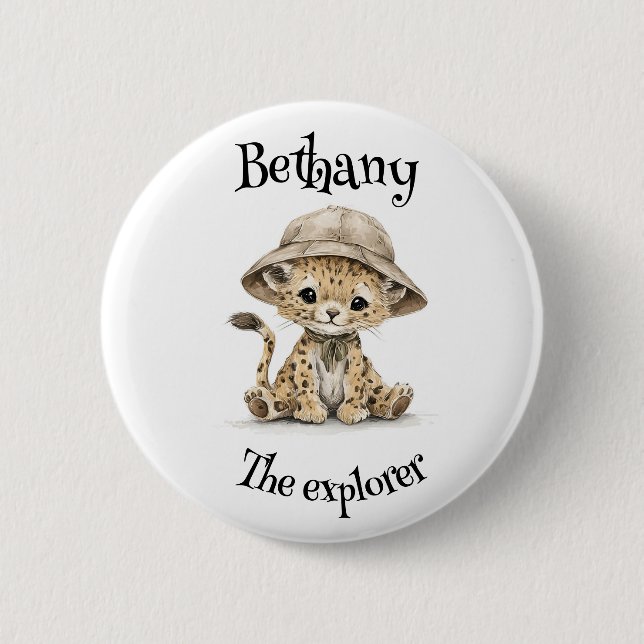 Bóton Redondo 5.08cm Safari Adventure Babies | Cute Watercolour Animals (Frente)