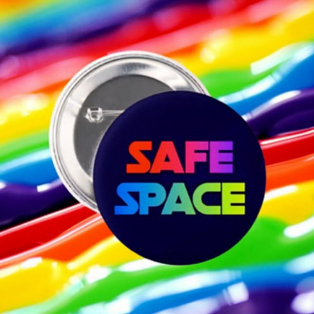 Bóton Redondo 5.08cm SAFE SPACE - Botão de instrução Bold Rainbow (Criador carregado)