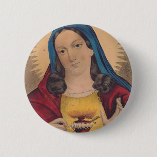 Bóton Redondo 5.08cm Sagrado Coração de Maria