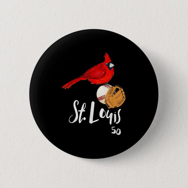 Bóton Redondo 5.08cm Saint Louis Red Cardinal Number 50 Baseball Art  (Frente)