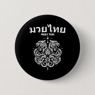 Bóton Redondo 5.08cm Sak Yant Muay Thai Arte Tatuagem Gêmeos Tigre Kick