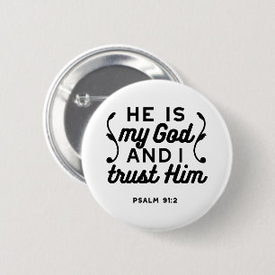 Bóton Redondo 5.08cm Salmo 91:2 – Confie em Deus Versículo da Bíblia Cr