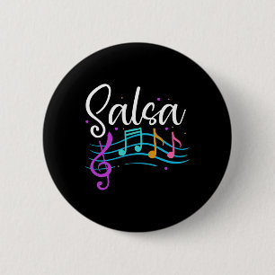 Bóton Redondo 5.08cm Salsa Musical Notes Latino Music Dance