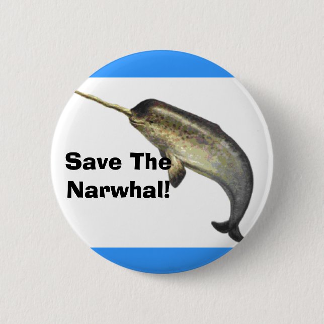 Bóton Redondo 5.08cm Salvar o Narwhal! (Frente)