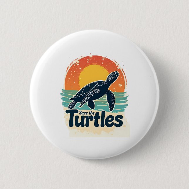 Bóton Redondo 5.08cm Salve As Tartarugas Direitos Dos Animais Ruas Da T (Frente)