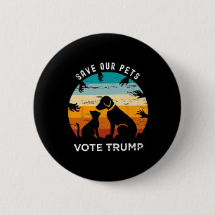 Bóton Redondo 5.08cm Salve Nosso Pet Vote Trump 2024 Engraçado Gato Pov