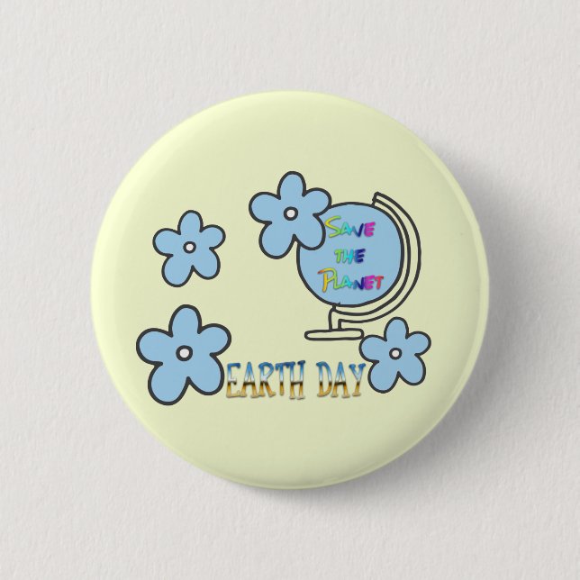Bóton Redondo 5.08cm Salve o globo planeta do dia da Terra (Frente)