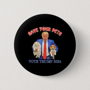 Bóton Redondo 5.08cm Salve Seus Animais Vote Em Trump Eleição EUA Citaç