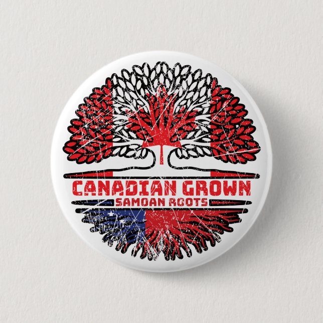 Bóton Redondo 5.08cm Samoa Samoan Canada Tree Roots Flag (Frente)
