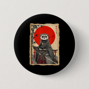 Bóton Redondo 5.08cm Samurai Furão Arte Japonesa Vintage Guerreiro Anim
