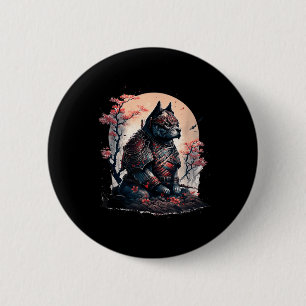Bóton Redondo 5.08cm Samurai Ninja Cachorro Japonês Tatuagem Gráfica Pa