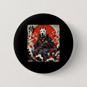 Bóton Redondo 5.08cm Samurai Pitbull japonês Tattoo Kawaii Ukiyo-e Nin
