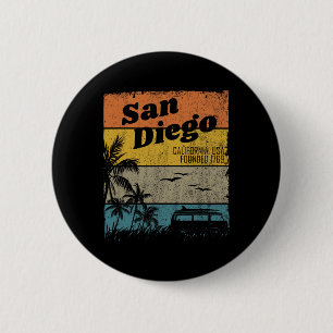 Bóton Redondo 5.08cm San Diego Vintage Califórnia Praia Surf Retrô S
