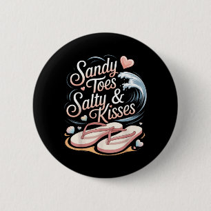 Bóton Redondo 5.08cm Sandy Toes Beijos Salgados Chinelos Corações Conch