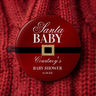 Bóton Redondo 5.08cm Santa Baby Chás de Bebê de Natal