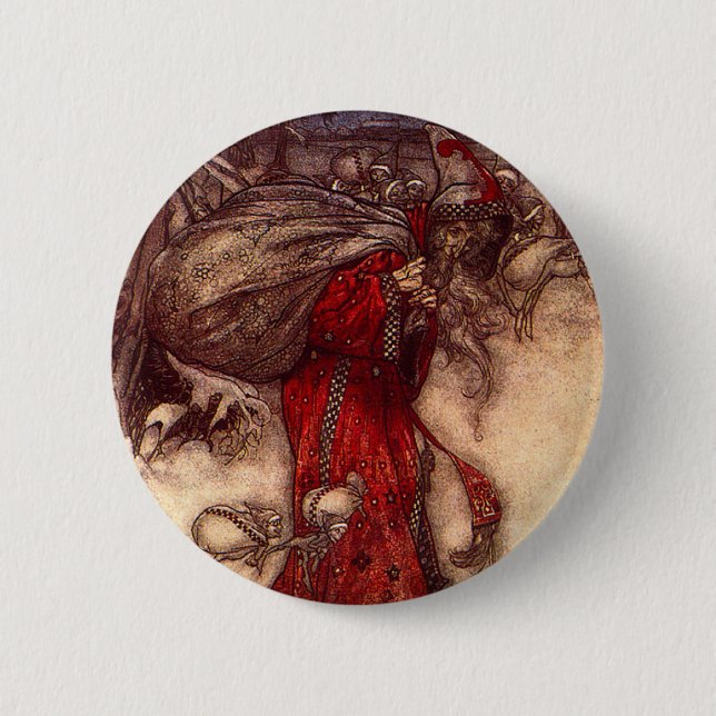 Bóton Redondo 5.08cm Santa Claus Arthur Rackham (Frente)