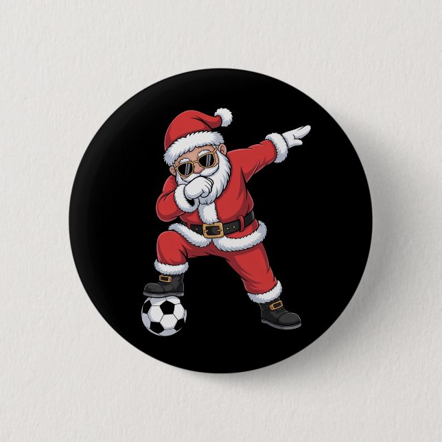 Bóton Redondo 5.08cm Santa Claus Soccer Papais noeis Dabbing no Natal (Frente)