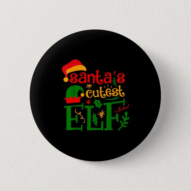 Bóton Redondo 5.08cm Santa's Cutest Elf Infant Pajamas Christmas Boy An (Frente)