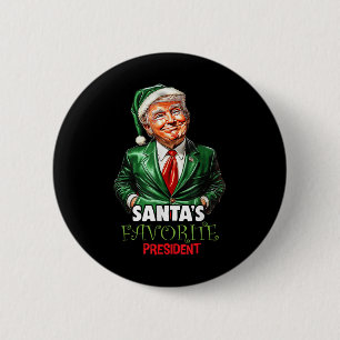 Bóton Redondo 5.08cm Santas Favorito Presidente Engraçado Trump Natal