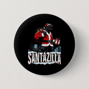 Bóton Redondo 5.08cm Santazilla Kaiju Santa Natal Monstro Japonês