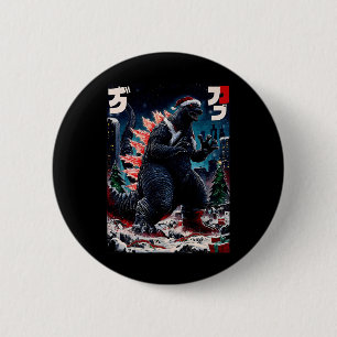 Bóton Redondo 5.08cm Santazilla Monstro Japonês Kaiju Dinossauro Natal