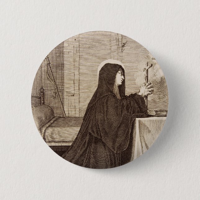 Bóton Redondo 5.08cm Santo Scholastica Patroness da escola (Frente)