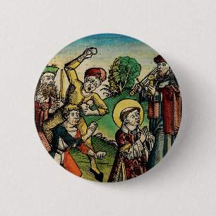 Bóton Redondo 5.08cm São Estêvão o Protomártir Iconografia de Belas Art