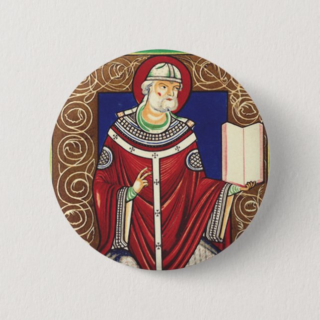 Bóton Redondo 5.08cm São Gregório Magno Doutor da Igreja (Frente)