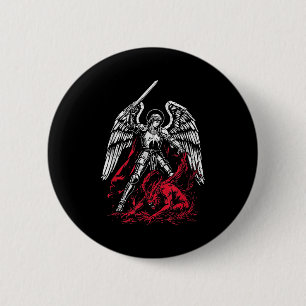 Bóton Redondo 5.08cm São Miguel Arcanjo Derrota Satanás Católico 