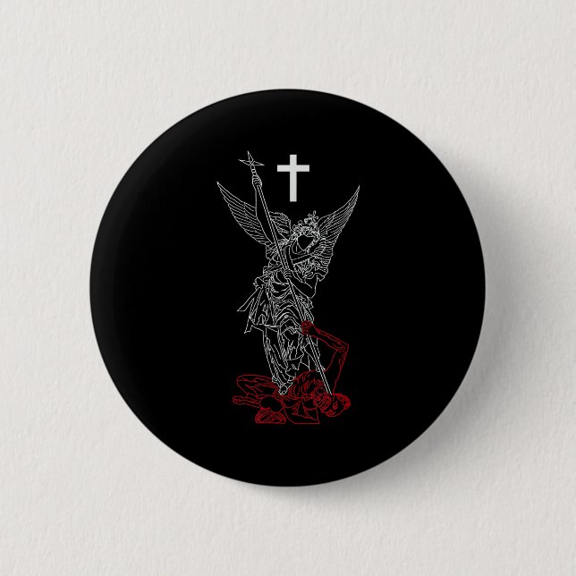 Bóton Redondo 5.08cm São Miguel Arcanjo derrotando Satanás (Frente)